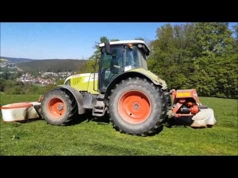 1 Schnitt 2017 Mähen Mit Claas Arion 620 C und Kuhn GMD 3120 F und Kuhn GMD 4010