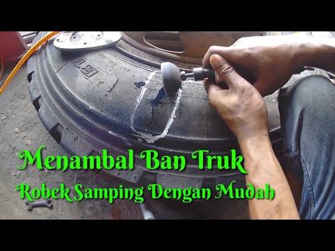 CARA MUDAH MENAMBAL BAN LUAR TRUK SOBEK DI LUAR