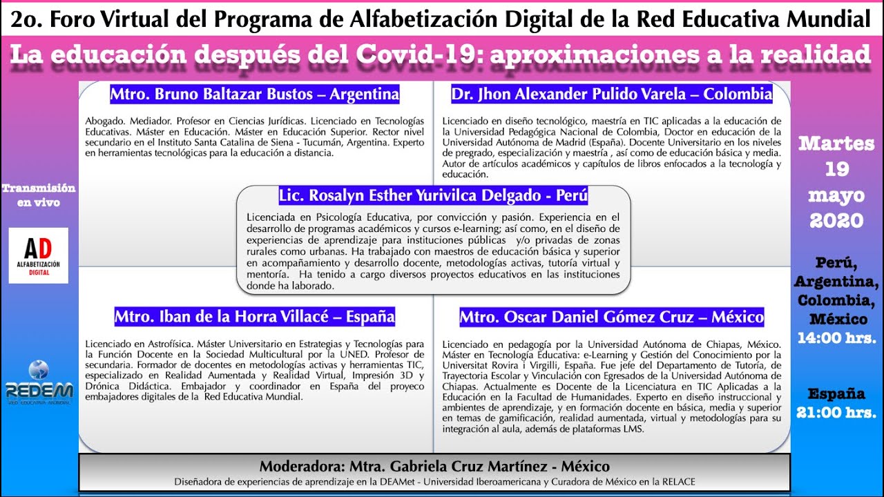 2o. Foro Virtual. La educación después del Covid-19: aproximaciones a la realidad.