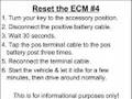 How to Reset the ECM 