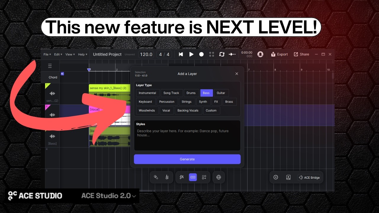 Ace Studio - Add a Layer walkthrough