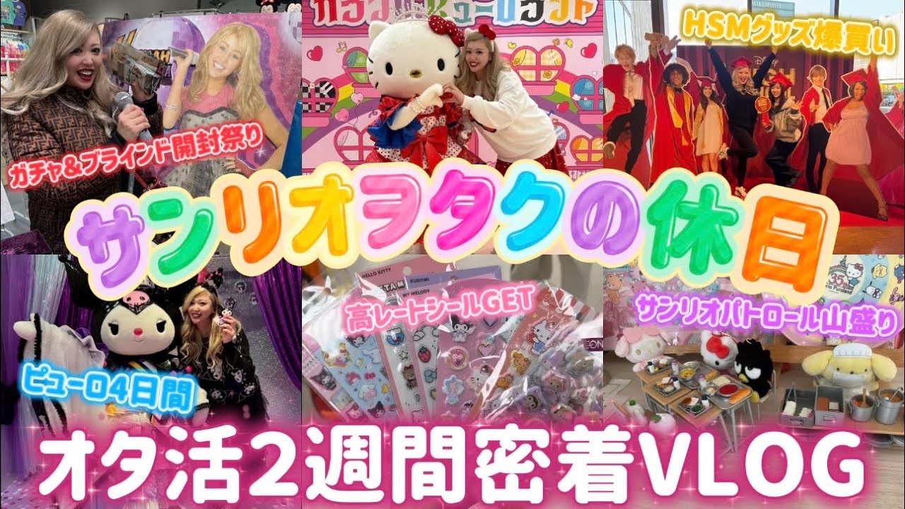 【2週間密着】サンリオヲタクの休日2週間密着🌈爆買い・ピューロ4日・Disney THE MARKET・ブラインド＆ガチャ開封祭りなど🎀🍒💖