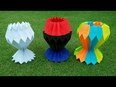 How To Make a Paper Flower Vase - DIY Easy Paper Craft Video