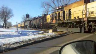 preview picture of video 'Loram Rail Grinder on UPRR at Nebraska City #1'