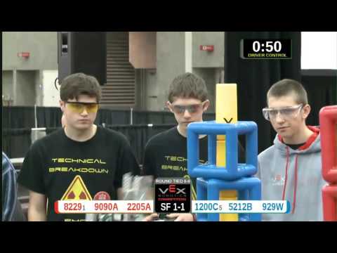 2015 VRC Math SF1-1 - 8229 9090A 2205A vs 1200C 5212B 929W - 83 to 82 - VEX Worlds 2015 - Math Divi