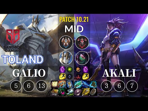 SB TolanD Galio vs Akali Mid - KR Patch 10.21