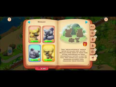 Township gameplay - Level 58 - opening koala enclosure with complete koala family