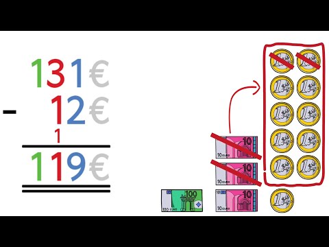 Subtracting in writing - Minus calculations with carryover