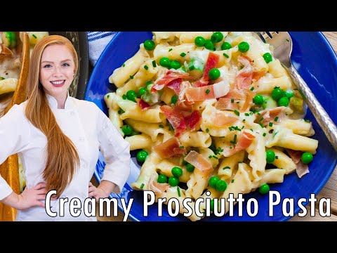 EASY Creamy Prosciutto Pasta Recipe! 30-Minute Meal! With Easy Cheese Sauce!!