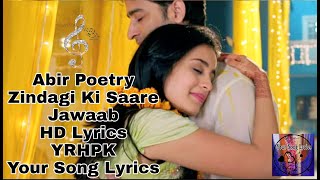 Abir's Poetry||Zindagi Ki Saare Jawaab||HD Lyrics - YouTube