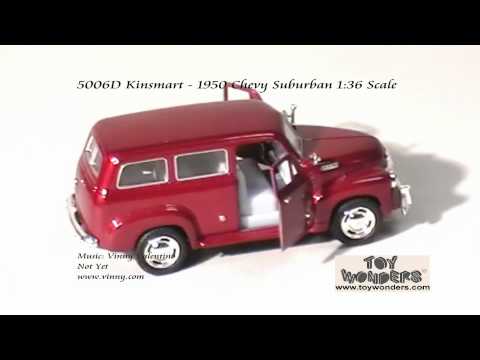 Металлическая машинка Kinsmart «1950 Chevrolet Suburban Carryall» 1:36 KT5006D, инерционная / Зеленый