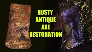 antique rusty plumb axe restoration
