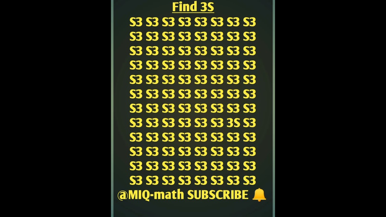Your mind VS the puzzle,find 3S in 2 seconds:#trending #fypシ゚ #shorts #iqtest #subscribe