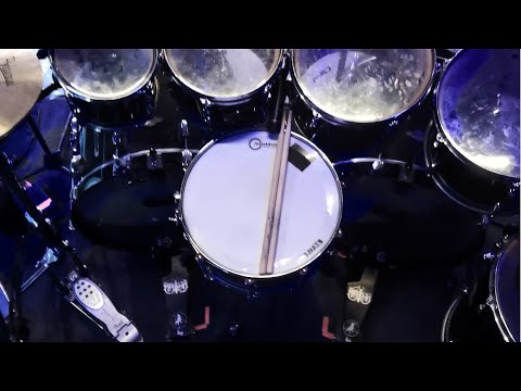 Simon "BLOODHAMMER" Schilling (MARDUK) drum set-up. Memento Mori European tour Part1