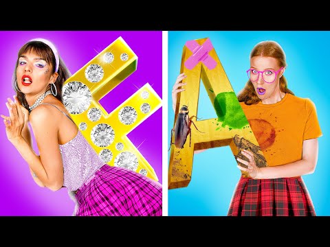 RICH UNPOPULAR VS BROKE POPULAR GIRL AT SCHOOL! Types Of Girls & Awkward Stories by Crafty Panda How