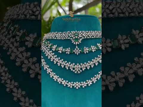 Layered diamond necklace studded with precious stones | Siddhartha Fine Jewellers.#diamonds #jewelry