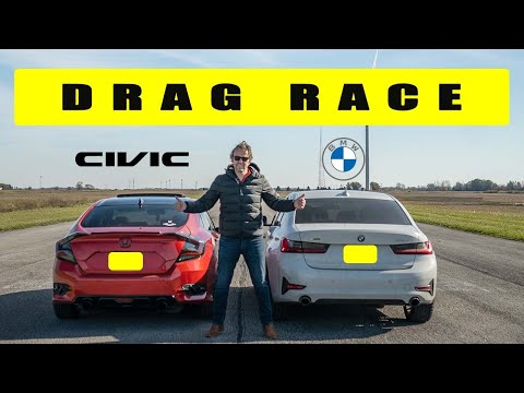 Tuned Honda Civic 1.5T CVT vs Tuned BMW 330i XDrive, someone gets whooped badly. Drag and roll race.