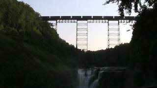 preview picture of video 'Letchworth Pk Train on Bridge 8 31 12'