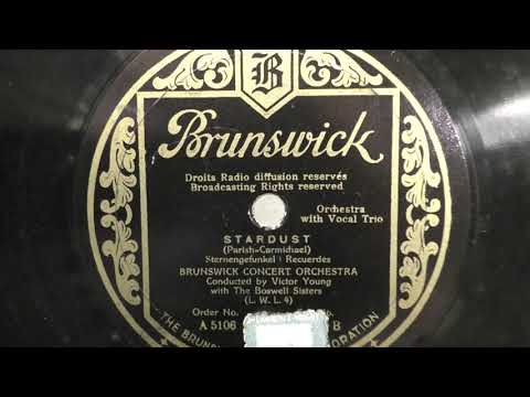 Brunswick Concert Orchestra conducted by Victor Young vocal by The Boswell Sisters: Stardust. (1931)
