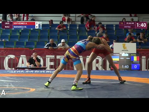 1/8 FS - 50 kg: A. KRYVENKO (UKR) df. M. BARANGA (ROU) by VPO1, 6-4
