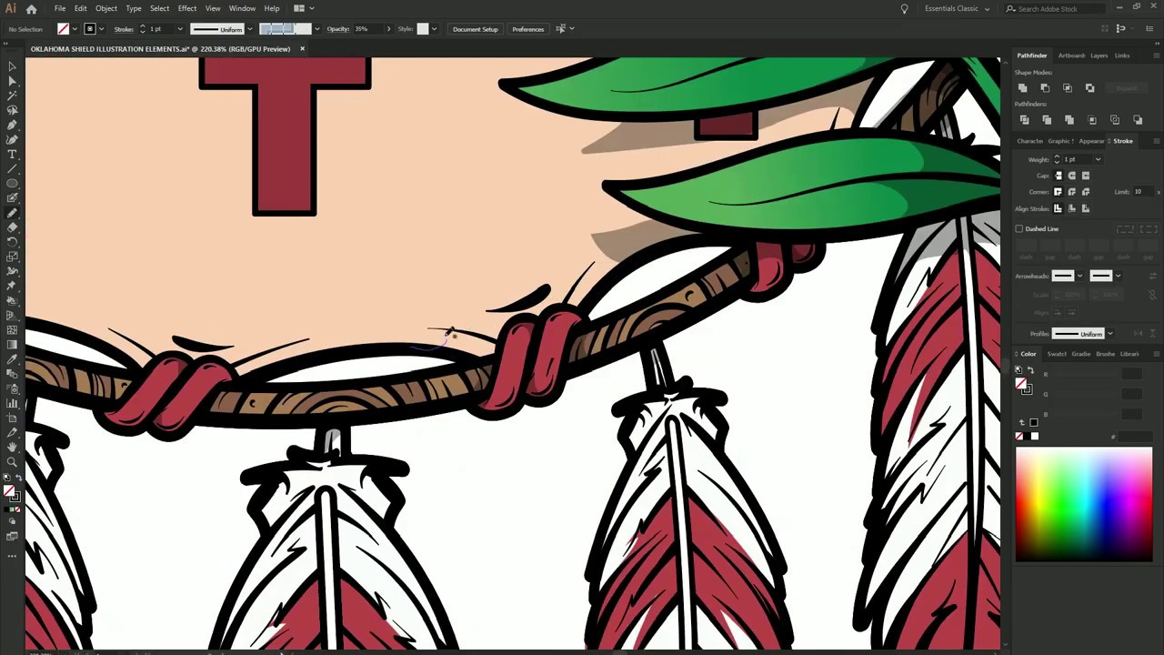 Oklahoma State Flag design - Adobe Illustrator Vector Project Time-Lapse Video