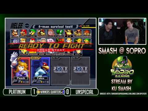 SoPro 34 SSBM - Platinum (Peach) Vs. Unspecial (Falco) Winners Quarters