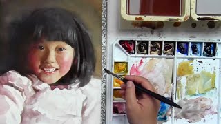 Watercolor portrait painting of Lily - speedy version