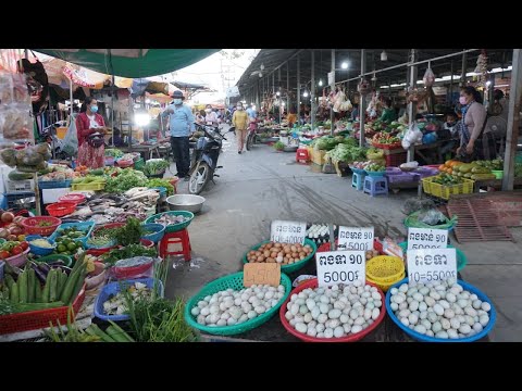 Evening Food Market Scene @Chhouk Va Market - Walk Around Street Food at Phsa Chhouk Va