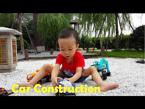 Car Construction - Construction Cranes Trucks Working in the Garden with MC Queen Cars by HT BabyTV Video