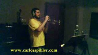 Making-of do CD 2010 da banda Carlos Spihler - Pedro Selector esquentando o trompete