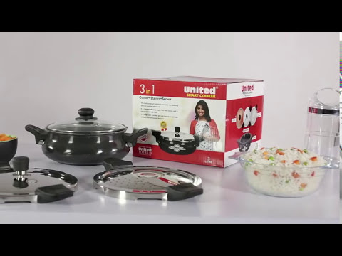 UNITED SMART COOKER HARD ANODISED 3 IN 1 (COOKER + STRAINER + SERVER)