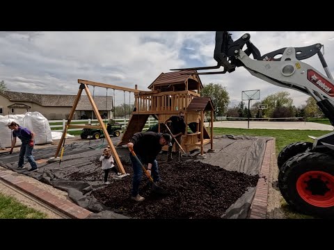Play Set Reveal, Basketball Hoops Down & Planting Big Trees! 🙌😍🌲 // Garden Answer