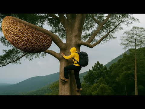 UNBELIEVABLE Giant Wild Bee Nest — Jungle Hunters Use Smoke to Harvest Honey