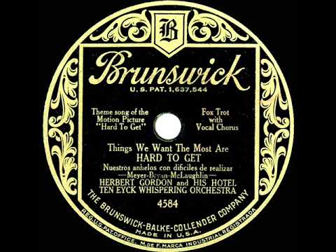 1929 Herb Gordon - Hard To Get (Billy Ross, vocal)