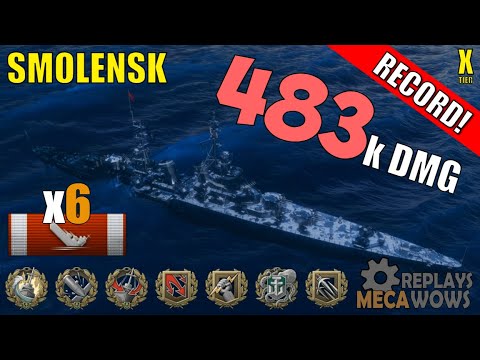 DAMAGE RECORD! Smolensk 6 Kills & 483k Damage | World of Warships Gameplay
