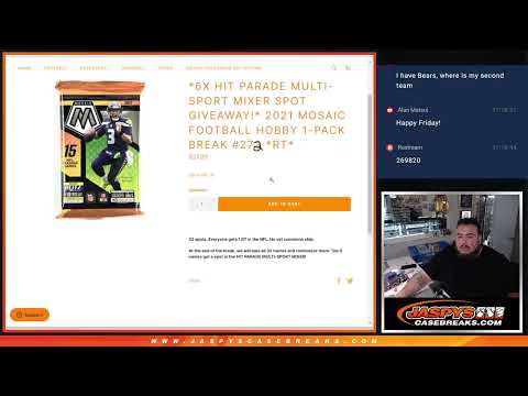 F. 5/31/24 - *6x HIT PARADE MULTI-SPORT MIXER SPOT GIVEAWAY!* 2021 Mosaic NFL Hobby 1-Pack #272 *RT*