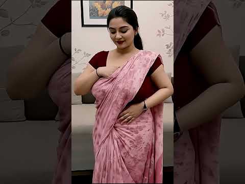 Pink Saree & Chocolate Blouse | Elegant Office Look 🌸✨ #indiansaree #Saree #viral #shorts #trending