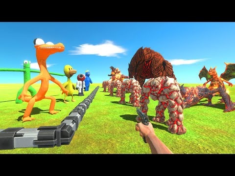 FPS Avatar Rescues Rainbow Friends and Fights Fire Monsters - Animal Revolt Battle Simulator