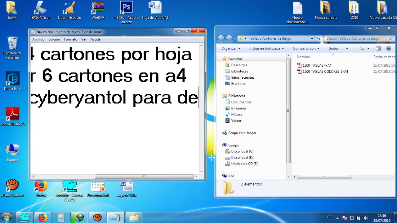 Cartones(1200) de bingo para imprimir