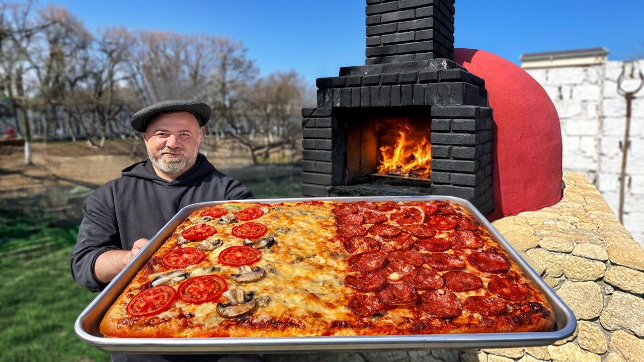 Big Village Pizza With Thick Crust And Cheese!