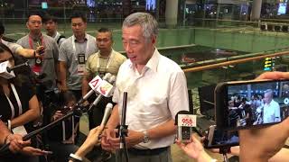 PM Lee speaking to reporters at the end of Exercise Northstar 10 at Changi Airport