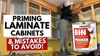 Ep.2 Painting Laminate Cabinets | BIN Primer | EXTREME HOME MAKEOVER ON A BUDGET SERIES
