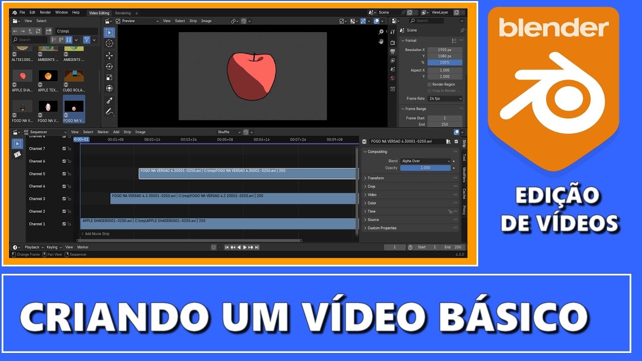 EDITOR DE VÍDEO  - CRIANDO UM VÍDEO NO BLENDER 3D