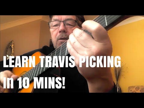The Trick to TRAVIS PICKING Learn it in 10 Minutes! (Plus free chord charts!)