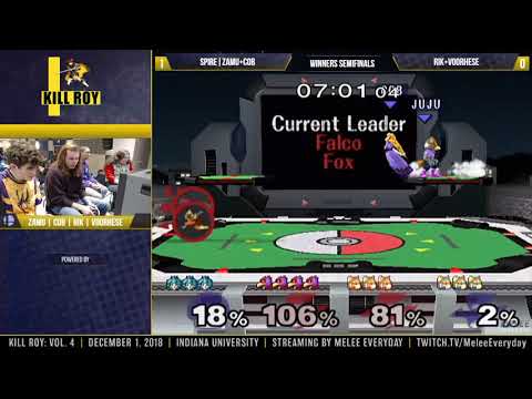 Kill Roy Vol. 4 - Doubles Winners Finals - (Fox/Peach) Spire | Cob+Zamu vs Rik+Voorhese (Fox/Falco)