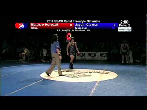 Cadet Freestyle 5th 105 - Matthew Kolodzik (OH) vs. Jaydin Clatyon (MO).mp4