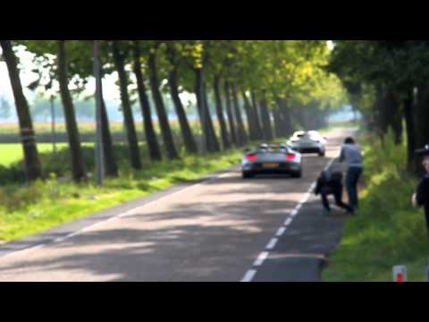 Ferrari 599 GTO and Porsche Carrera GT drive by (Droomrit 2011)