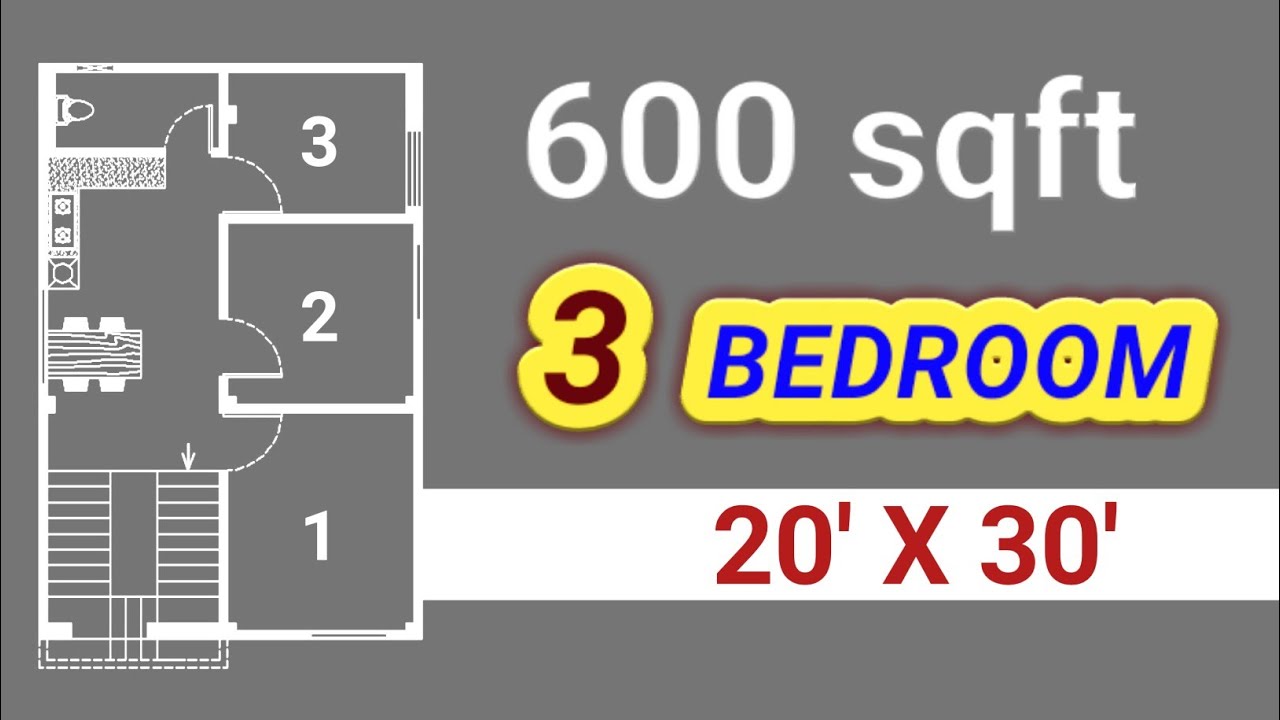 20*30 small house plan with 3 bedroom | 20*30 3bhk house plan