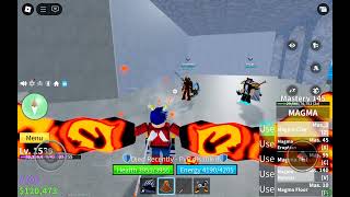 Blox Fruits fighting another magma user