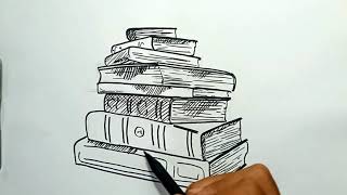 How to Draw Stack of Books in Easy Steps